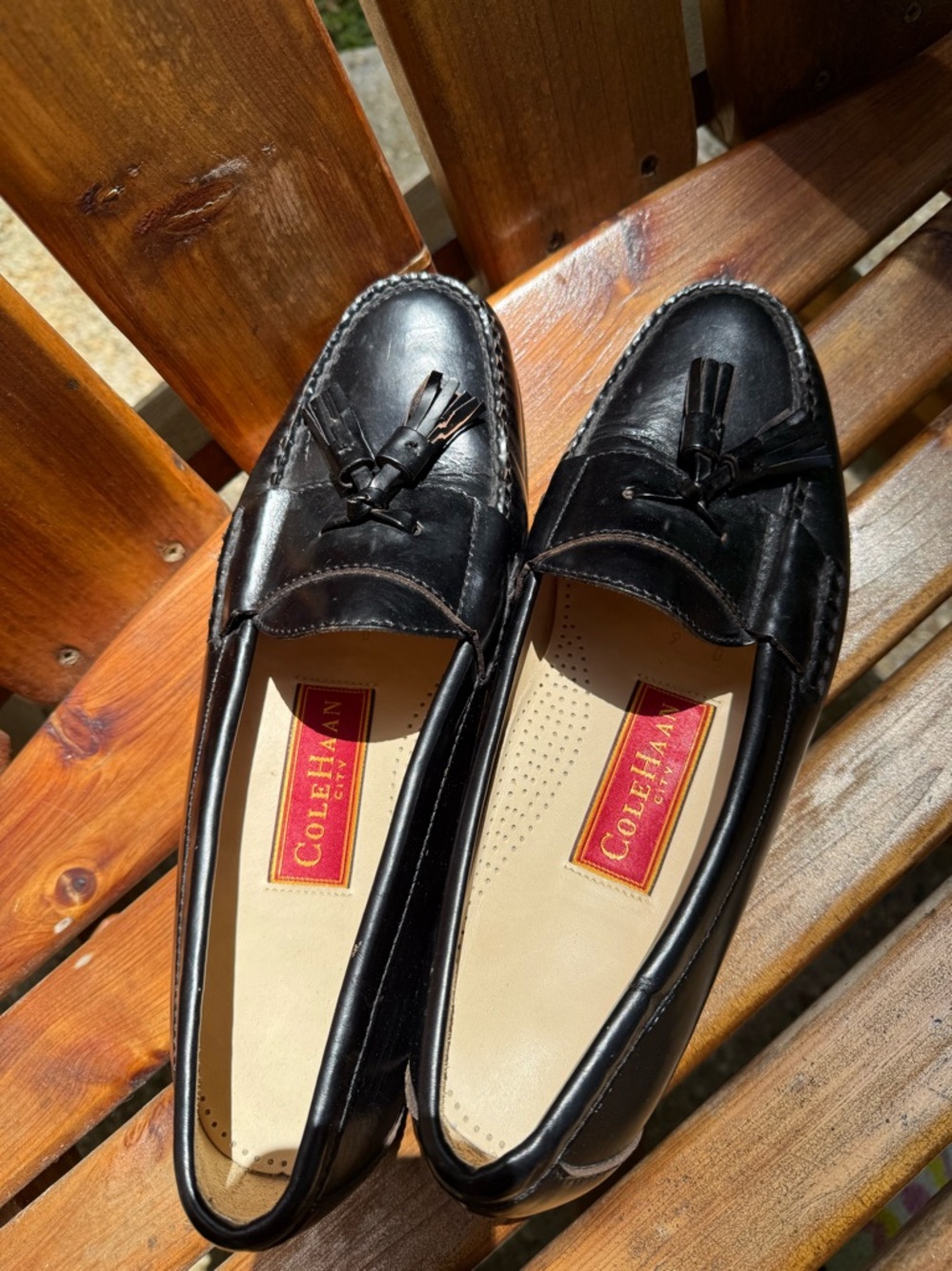 Cole Haan Black Leather Tassel Loafers
